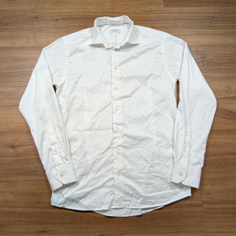 Eton Dress Shirt Men 16.5 42 White Slim Fit Button Up Cotton Business Formal